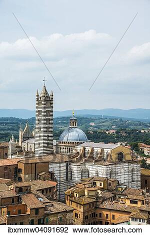 Stock Image - Old town with Siena Cathedra, Siena, Tuscany, Italy, Europe. Fotosearch