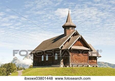 Stock Photo - Old wooden church, near Stoos, Canton of Schwyz, Switzerland, Europe. Fotosearch