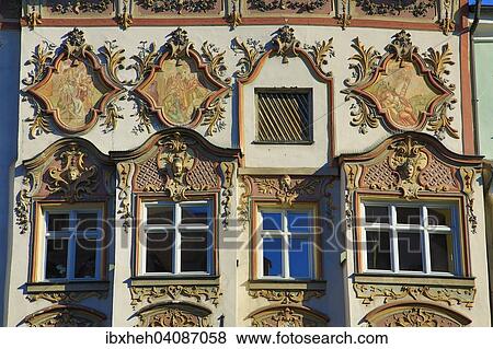 Ornate facade, Kernhaus building, Wasserburg am Inn, Upper Bavaria, Bavaria, Germany, Europe View Large Photo Image Stock Photo - Ornate facade, Kernhaus building, Wasserburg am Inn, Upper Bavaria, Bavaria, Germany, Europe. Fotosearch