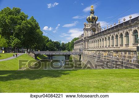 Stock Image - Outside view of the Kronentor, Zwinger, Dresden, Saxony, Germany, Europe. Fotosearch