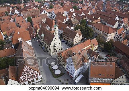 Overlooking the roofs of the medieval town, Nordlingen, Bavaria, Germany, Europe View Large Photo Image Picture - Overlooking the roofs of the medieval town, Nordlingen, Bavaria, Germany, Europe. Fotosearch
