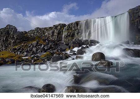 Oxararfoss waterfall, Thingvellir, Iceland, Europe View Large Photo Image Stock Photo - Oxararfoss waterfall, Thingvellir, Iceland, Europe. Fotosearch