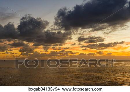 Picture - Pacific Ocean at sunset, Hanga Roa, Rapa Nui National Park, Easter Island, Chile, South America. Fotosearch