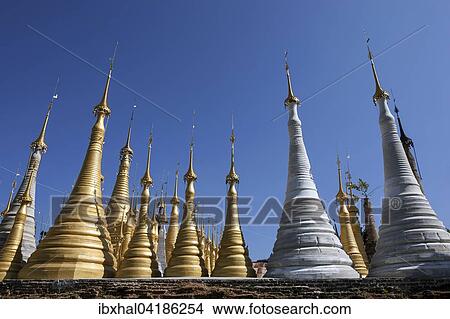 Pagoda Forest, restored stupas, near Indein on Inle Lake, Shan State, Myanmar, Asia View Large Photo Image Picture - Pagoda Forest, restored stupas, near Indein on Inle Lake, Shan State, Myanmar, Asia. Fotosearch