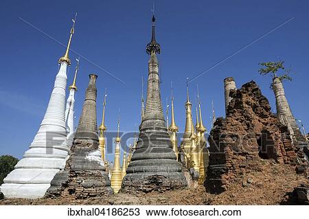 Pagoda Forest, stupas, near Indein on Inle Lake, Shan State, Myanmar, Asia View Large Photo Image Stock Image - Pagoda Forest, stupas, near Indein on Inle Lake, Shan State, Myanmar, Asia. Fotosearch