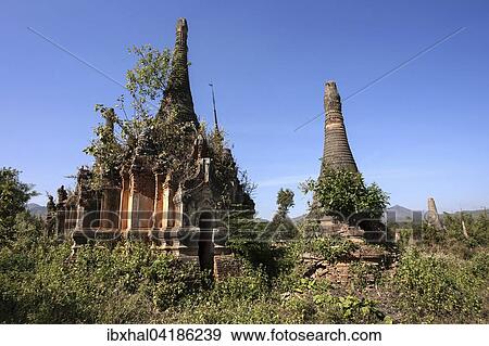 Pagoda Forest, stupas, near Indein on Inle Lake, Shan State, Myanmar, Asia View Large Photo Image Stock Photo - Pagoda Forest, stupas, near Indein on Inle Lake, Shan State, Myanmar, Asia. Fotosearch
