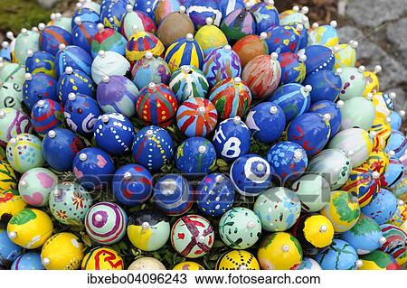 Painted Easter eggs, Easter Fountain, Schechingen, Baden-Wurttemberg, Germany, Europe View Large Photo Image Stock Image - Painted Easter eggs, Easter Fountain, Schechingen, Baden-Wurttemberg, Germany, Europe. Fotosearch