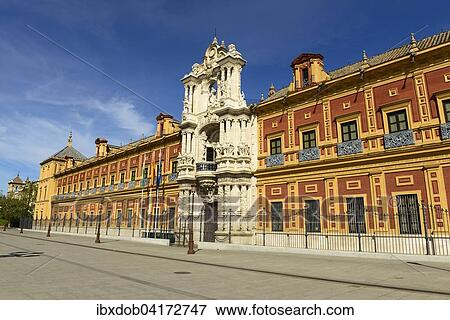Palace of San Telmo or Palacio de San Telmo, Seville, Andalucia, Spain, Europe View Large Photo Image Stock Photo - Palace of San Telmo or Palacio de San Telmo, Seville, Andalucia, Spain, Europe. Fotosearch