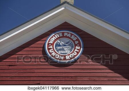 Pediment with logo, Lake Bennett station, British Columbia, Canada, North America View Large Photo Image Stock Photograph - Pediment with logo, Lake Bennett station, British Columbia, Canada, North America. Fotosearch