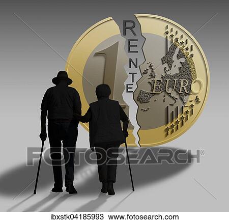 Pensioners in front of a split 1 euro coin View Large Photo Image Stock Image - Pensioners in front of a split 1 euro coin. Fotosearch