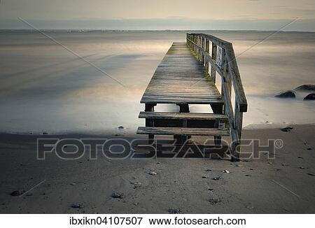 Stock Photo - Pier, Baltic Sea, Niendorf, Timmendorfer beach, Schleswig-Holstein, Germany, Europe. Fotosearch