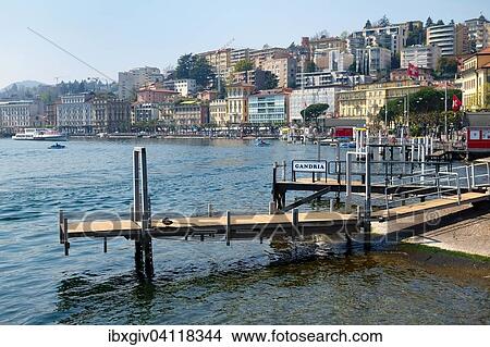 Pier Gandria, Lago di Lugano, Lake Lugano, Canton of Ticino, Switzerland, Europe View Large Photo Image Picture - Pier Gandria, Lago di Lugano, Lake Lugano, Canton of Ticino, Switzerland, Europe. Fotosearch