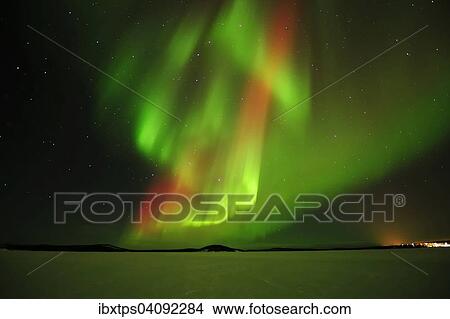 Polar lights, Aurora borealis, above the frozen Lake Inari, Lapland, Finland, Europe View Large Photo Image Picture - Polar lights, Aurora borealis, above the frozen Lake Inari, Lapland, Finland, Europe. Fotosearch