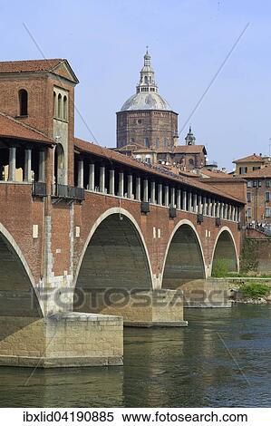 Ponte Coperto, bridge, Pavia, Lombardy, Italy, Europe View Large Photo Image Stock Photography - Ponte Coperto, bridge, Pavia, Lombardy, Italy, Europe. Fotosearch
