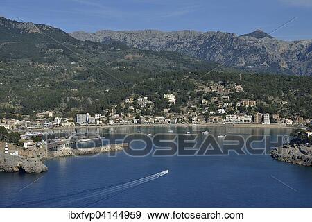 Port of Puerto de Soller, Majorca, Balearic Islands, Spain, Europe View Large Photo Image Stock Photo - Port of Puerto de Soller, Majorca, Balearic Islands, Spain, Europe. Fotosearch