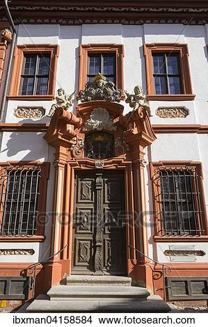 Picture - Portal of the Schelfenhaus building, Volkach, Mainfranken, Lower Franconia, Franconia, Bavaria, Germany, Europe. Fotosearch