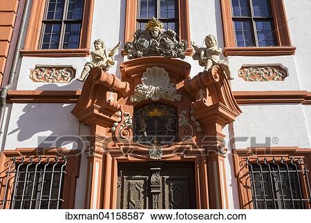 Portal of the Schelfenhaus building, Volkach, Mainfranken, Lower Franconia, Franconia, Bavaria, Germany, Europe View Large Photo Image Stock Photo - Portal of the Schelfenhaus building, Volkach, Mainfranken, Lower Franconia, Franconia, Bavaria, Germany, Europe. Fotosearch