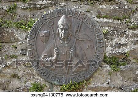 Portrait of Elector Henry of Cologne on the city wall, city founders of Olpe, Olpe, Sauerland, North Rhine-Westphalia, Germany, Europe View Large Photo Image Stock Photography - Portrait of Elector Henry of Cologne on the city wall, city founders of Olpe, Olpe, Sauerland, North Rhine-Westphalia, Germany, Europe. Fotosearch