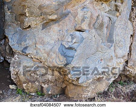 Stock Photo - Prehistoric rock engravings of Fajana, near El Paso, La Palma, Canary Islands, Spain, Europe. Fotosearch