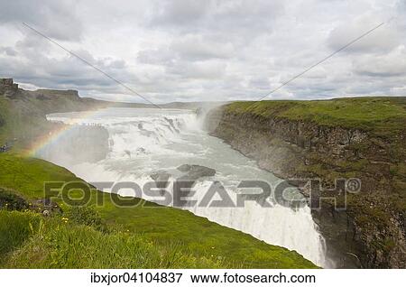 Rainbow over Gullfoss, Hvita River, Haukadalur, Golden Circle, Iceland, Europe View Large Photo Image Stock Photo - Rainbow over Gullfoss, Hvita River, Haukadalur, Golden Circle, Iceland, Europe. Fotosearch