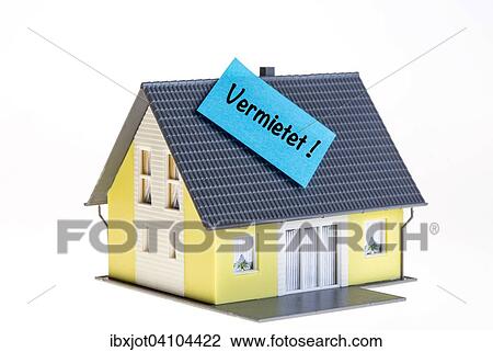 Real estate symbol, house is rented, German language View Large Photo Image Stock Image - Real estate symbol, house is rented, German language. Fotosearch