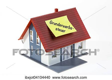 Stock Image - Real estate symbol, real estate transfer tax, German language. Fotosearch