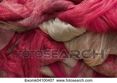 Red and brown fishing nets, Kerala, India, Asia View Large Photo Image Stock Photo - Red and brown fishing nets, Kerala, India, Asia. Fotosearch