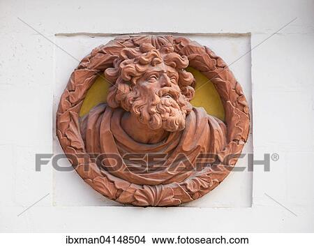 Picture - Relief medallion on the external facade of the old palace, Bayreuth, Upper Franconia, Franconia, Bavaria, Germany, Europe. Fotosearch