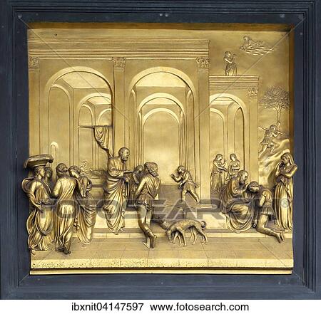 Relief of Esau and Jacob, Gate of Paradise of the Baptistery of San Giovanni, Florence, Tuscany, Italy, Europe View Large Photo Image Stock Photo - Relief of Esau and Jacob, Gate of Paradise of the Baptistery of San Giovanni, Florence, Tuscany, Italy, Europe. Fotosearch
