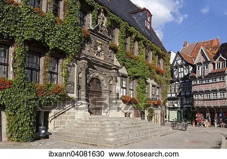 Renaissance Town Hall, historic centre, Quedlinburg, Harz, Saxony-Anhalt, Germany, Europe View Large Photo Image Stock Image - Renaissance Town Hall, historic centre, Quedlinburg, Harz, Saxony-Anhalt, Germany, Europe. Fotosearch