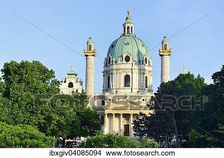 Resselpark with the baroque Karlskirche church designed by Johann Bernhard Fischer von Erlach, Karlsplatz square, Vienna, Austria, Europe View Large Photo Image Picture - Resselpark with the baroque Karlskirche church designed by Johann Bernhard Fischer von Erlach, Karlsplatz square, Vienna, Austria, Europe. Fotosearch