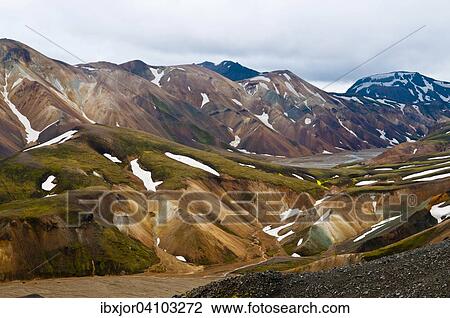Rhyolite mountains, Landmannalaugar, Svolvahraun, Iceland, Europe View Large Photo Image Stock Image - Rhyolite mountains, Landmannalaugar, Svolvahraun, Iceland, Europe. Fotosearch