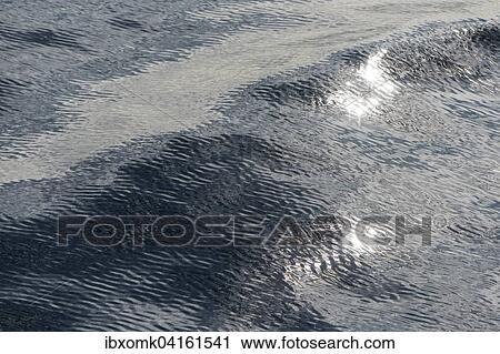 Stock Image - Ripples and light spots, surface of the sea, Denmark Strait, Greenland, North America. Fotosearch