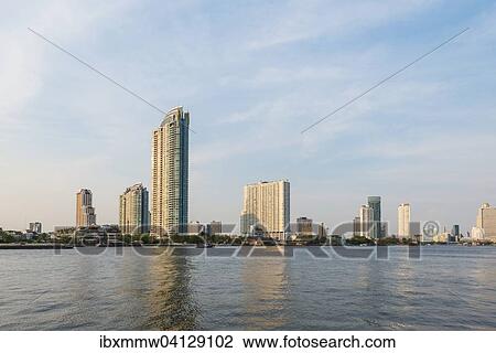 River Mae Nam Chao Phraya with skyscrapers, Bangkok, Thailand, Asia View Large Photo Image Stock Image - River Mae Nam Chao Phraya with skyscrapers, Bangkok, Thailand, Asia. Fotosearch