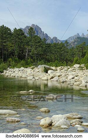 River Solenzara, Corse-du-Sud, with Bavella Massif, Corsica, France, Europe View Large Photo Image Picture - River Solenzara, Corse-du-Sud, with Bavella Massif, Corsica, France, Europe. Fotosearch