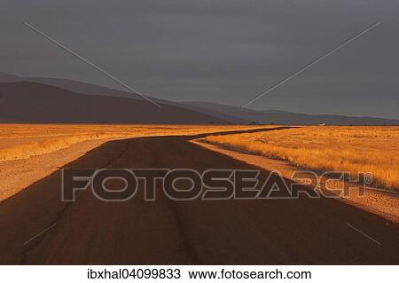 Road to Sossusvlei in the early morning light, dark clouds, Sossusvlei, Namib Desert, Namib-Naukluft National Park, Namibia, Africa View Large Photo Image Stock Image - Road to Sossusvlei in the early morning light, dark clouds, Sossusvlei, Namib Desert, Namib-Naukluft National Park, Namibia, Africa. Fotosearch