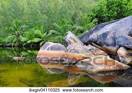 Rocks in the lagoon, near Anse Lazio, Praslin, Seychelles, Africa View Large Photo Image Stock Photography - Rocks in the lagoon, near Anse Lazio, Praslin, Seychelles, Africa. Fotosearch