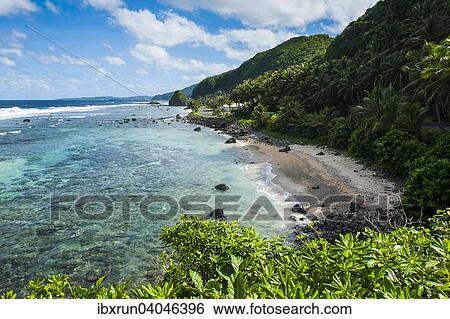 Rocky beach on the east coast of Tutuila island, American Samoa, South Pacific, Oceania View Large Photo Image Stock Photograph - Rocky beach on the east coast of Tutuila island, American Samoa, South Pacific, Oceania. Fotosearch