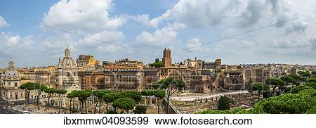 Stock Photo - Roman Forum, Trajan's Forum with Trajan's Column and the Church Santissimo Nome di Maria al Foro Traiano, Trajan's Market, Rome, Lazio, Italy, Europe. Fotosearch