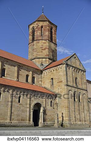 Stock Image - Romanesque parish church of St. Peter and Paul, Rosheim, Bas-Rhin, Alsace, France, Europe. Fotosearch