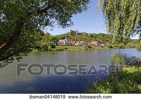 Stock Photo - Rothenfels Castle, Rothenfels, Main, Spessart, Mainfranken, Lower Franconia, Franconia, Bavaria, Germany, Europe. Fotosearch