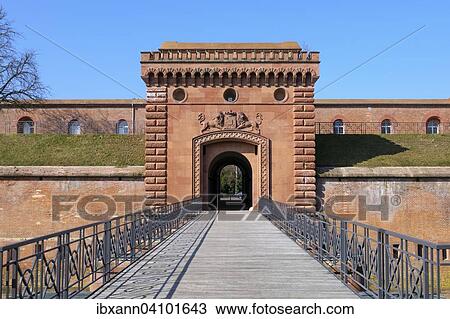 Stock Image - Royal Bavarian fortress Germersheim, Weissenburger Tor, Germersheim, Rhineland-Palatinate, Germany, Europe. Fotosearch