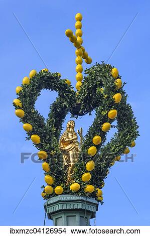 Saint figure with Easter decorations, Upper Franconia, Bavaria, Germany, Europe View Large Photo Image Picture - Saint figure with Easter decorations, Upper Franconia, Bavaria, Germany, Europe. Fotosearch