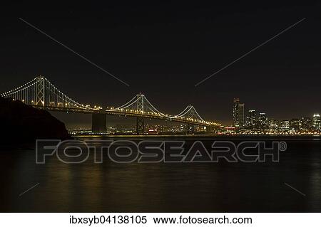 San Francisco? ÇôOakland Bay Bridge at night, California, USA View Large Photo Image Stock Photography - San Francisco? ÇôOakland Bay Bridge at night, California, USA. Fotosearch