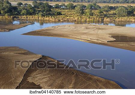 Sandbanks in the Luangwa River, aerial view, South Luangwa National Park, Zambia, Africa View Large Photo Image Stock Photography - Sandbanks in the Luangwa River, aerial view, South Luangwa National Park, Zambia, Africa. Fotosearch