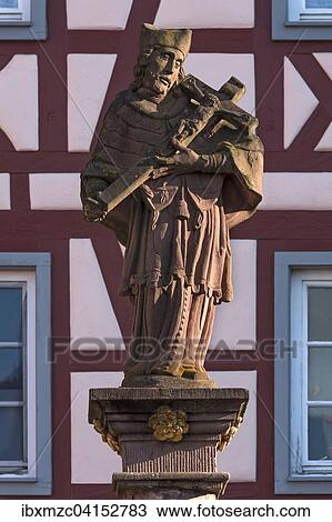 Stock Image - Sandstone sculpture of St. Nepomuk, Ettenheim, Baden-Wurttemberg, Germany, Europe. Fotosearch