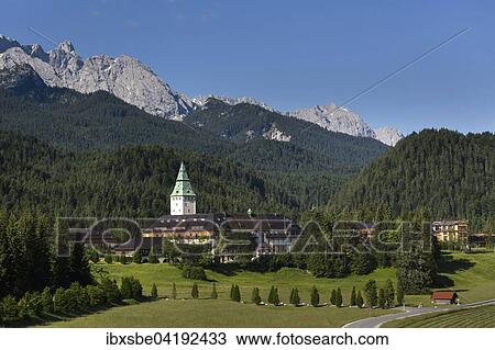 Schloss Elmau Castle Hotel, Wetterstein mountains, Klais, Krun, Werdenfelser Land, Upper Bavaria, Bavaria, Germany, Europe View Large Photo Image Stock Image - Schloss Elmau Castle Hotel, Wetterstein mountains, Klais, Krun, Werdenfelser Land, Upper Bavaria, Bavaria, Germany, Europe. Fotosearch