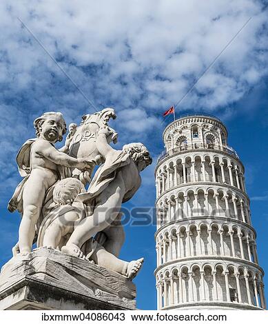Sculpture in front of the Leaning Tower of Pisa, Torre Pendente, Piazza del Duomo or Piazza dei Miracoli, Pisa, Tuscany, Italy, Europe View Large Photo Image Stock Image - Sculpture in front of the Leaning Tower of Pisa, Torre Pendente, Piazza del Duomo or Piazza dei Miracoli, Pisa, Tuscany, Italy, Europe. Fotosearch