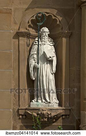 Sculpture of St. Wunibald, 701-761, at the Sankt Bonifatius or Saint Boniface Church, Weissenohe, Upper Franconia, Bavaria, Germany, Europe View Large Photo Image Picture - Sculpture of St. Wunibald, 701-761, at the Sankt Bonifatius or Saint Boniface Church, Weissenohe, Upper Franconia, Bavaria, Germany, Europe. Fotosearch