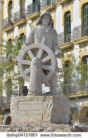 Stock Image - Seafarers Memorial, Eivissa, Ibiza Town, Ibiza, Balearic Islands, Spain, Europe. Fotosearch